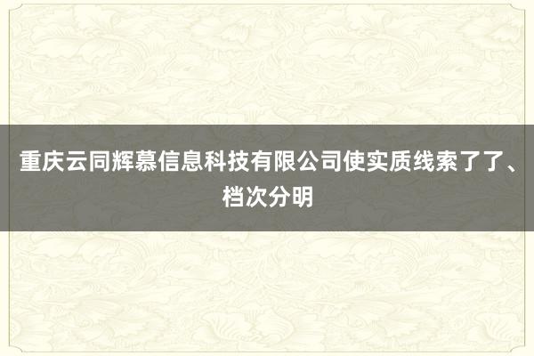 重庆云同辉慕信息科技有限公司使实质线索了了、档次分明