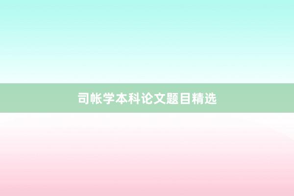 司帐学本科论文题目精选